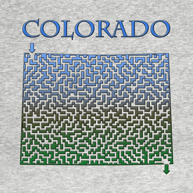 Colorado State Outline Mountain Themed Maze & Labyrinth by gorff